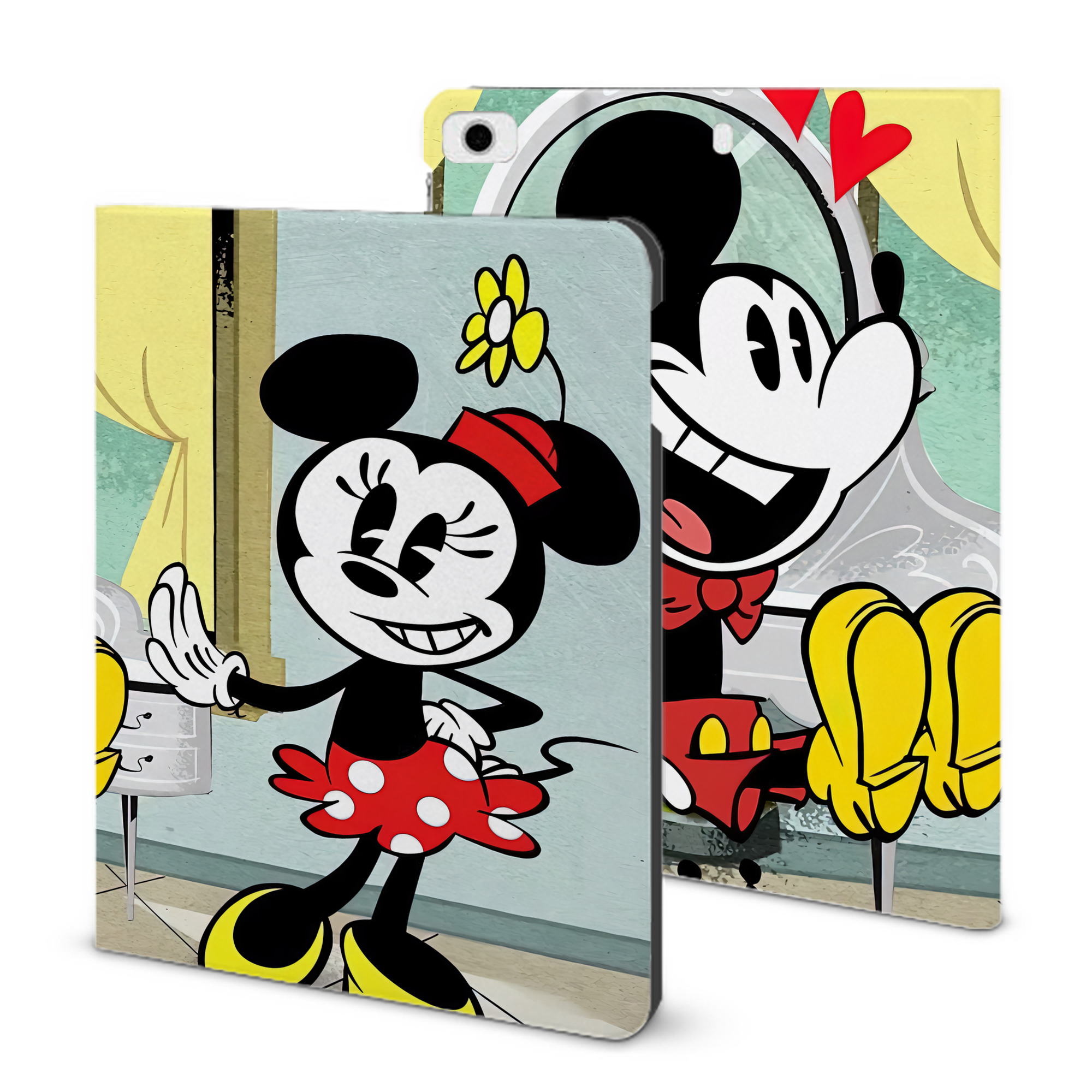 （画像用） ミッキーマウス Mickey Mouse IPad ケース ブック型 PUレザー TPU 耐衝撃 軽量 薄型 ペン収納なし 全面保護 IPad 各モデル対応